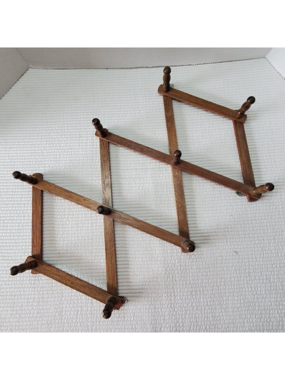 10 Peg Rack Wooden Expandable Accordion Folding Clothes Hook Wood Cottagecore